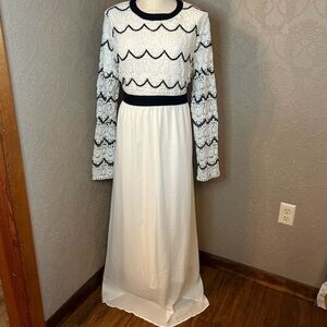 Jessa Kae crochet white and black top long dress.
